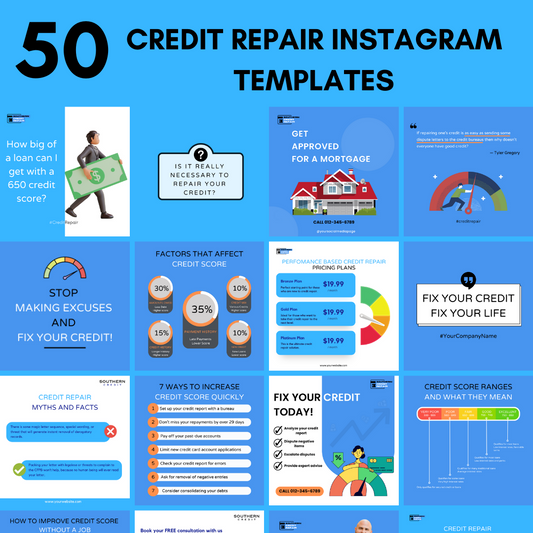 50 Credit Repair Social Media Canva Templates